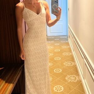 Tiger Mist Cream Lace Maxi Dress